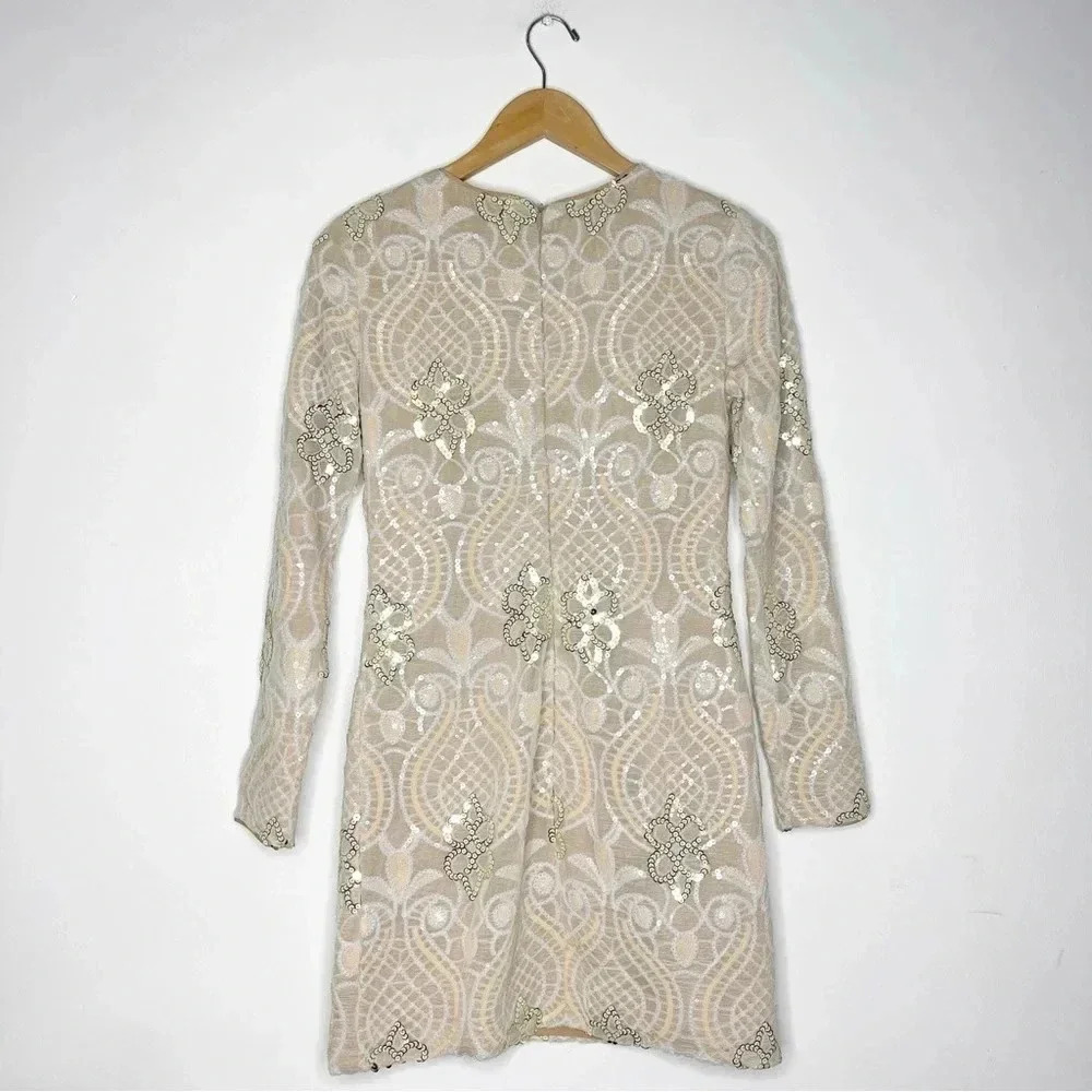Dress The Population Women's Long Sleeve Pink and Gold Dress Size Small Sequin - Picture 6 of 6